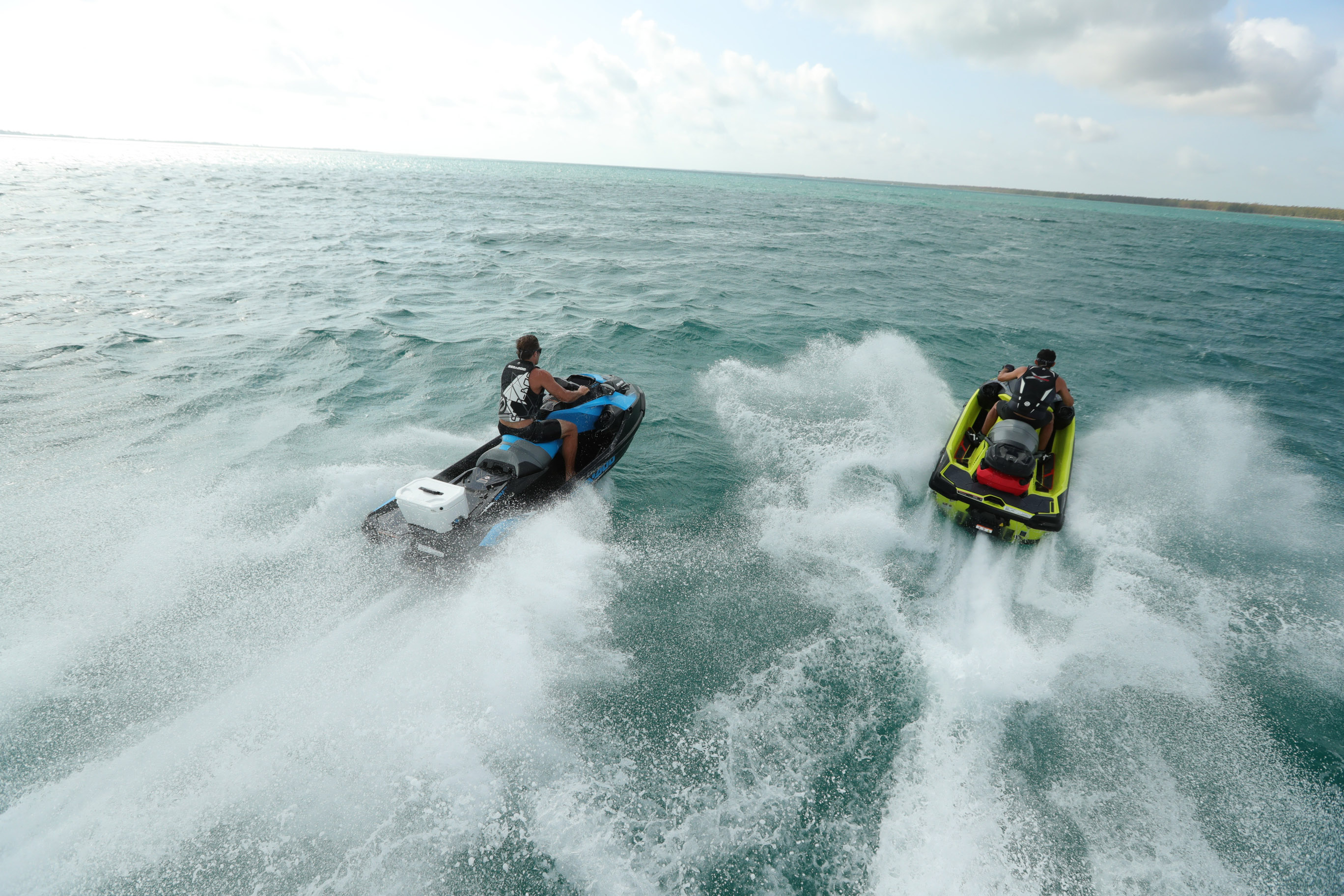 Two riders testing ST3 Hull on rough water